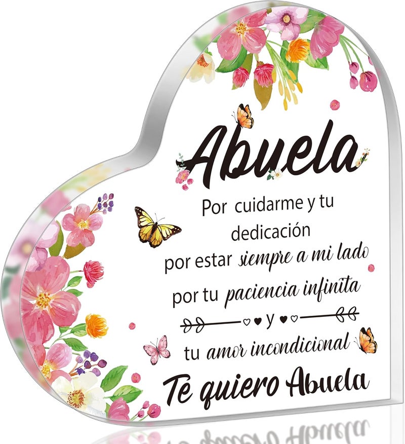 Yopyame Acrylic Gifts for Grandma - Spanish Heart Acrylic Plaque for Grandma from Granddaughter Grandson - Birthday, Christmas, Thanksgiving Sign - Image 1